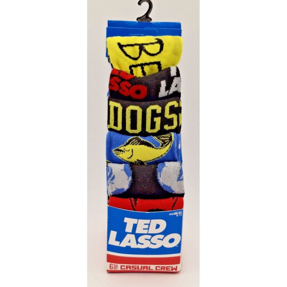 Ted Lasso Casual Crew Socks Bioworld 6 Pk Sz 8-12